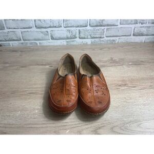 Spring Step L'Artiste Floral Perforated Leather Slip On Loafers 37
